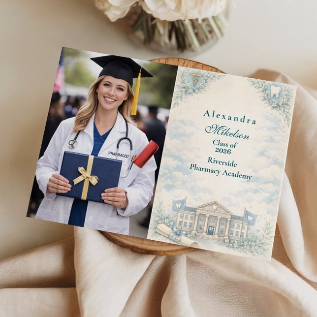 Photo Elegant White Coat Dentist Graduation Party Announcement (Creator Uploaded)