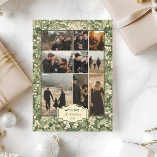 Photo Elegant White Holly Christmas Holiday Card