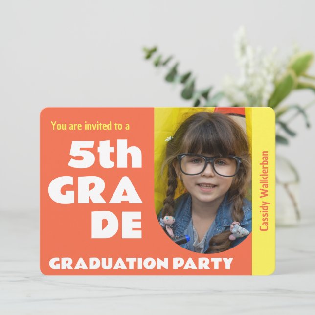 Photo Elementary School Graduation Party Invitation (Standing Front)