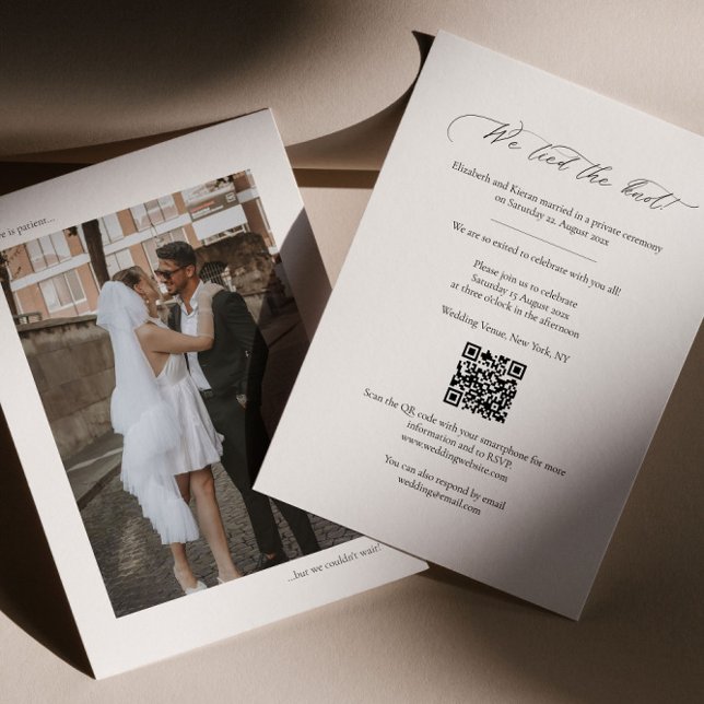 Photo elopement announcement template with QR code (Creator Uploaded)