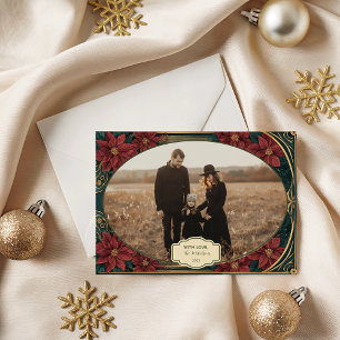 Photo Emerald Baroque Christmas Holiday Card
