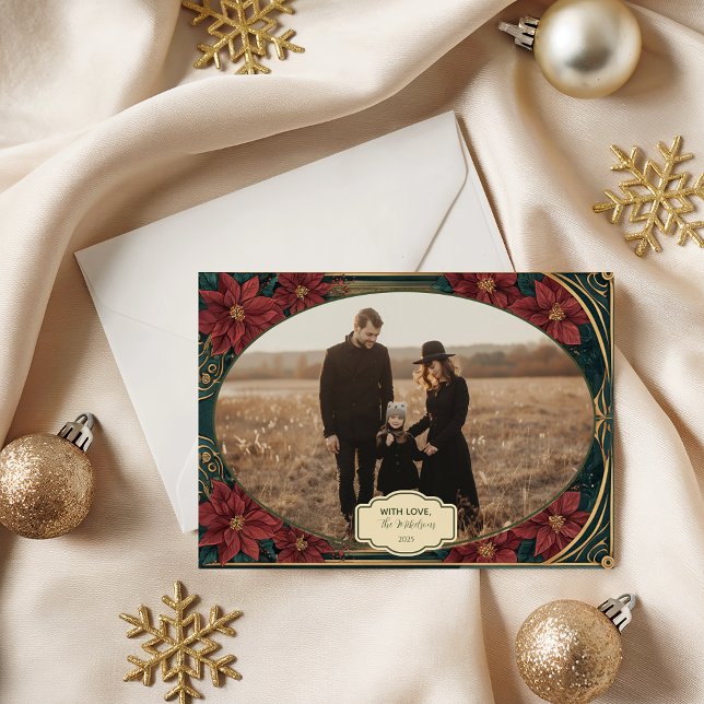 Photo Emerald Baroque Christmas Holiday Card (Creator Uploaded)