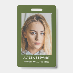 Photo Employee Business ID Moss Green Staff Badge