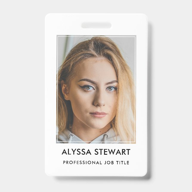 Photo Employee Business ID White Staff Badge (Front)