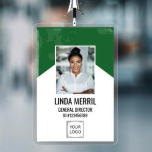 Photo Employee Company Logo Security GREEN ID Badge
