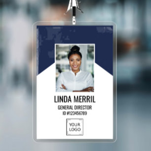 Photo Employee Company Logo  Security NAVY ID Badge