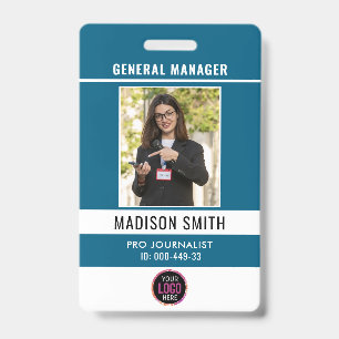 Photo Employee Logo or QR CODE Security ID Badge