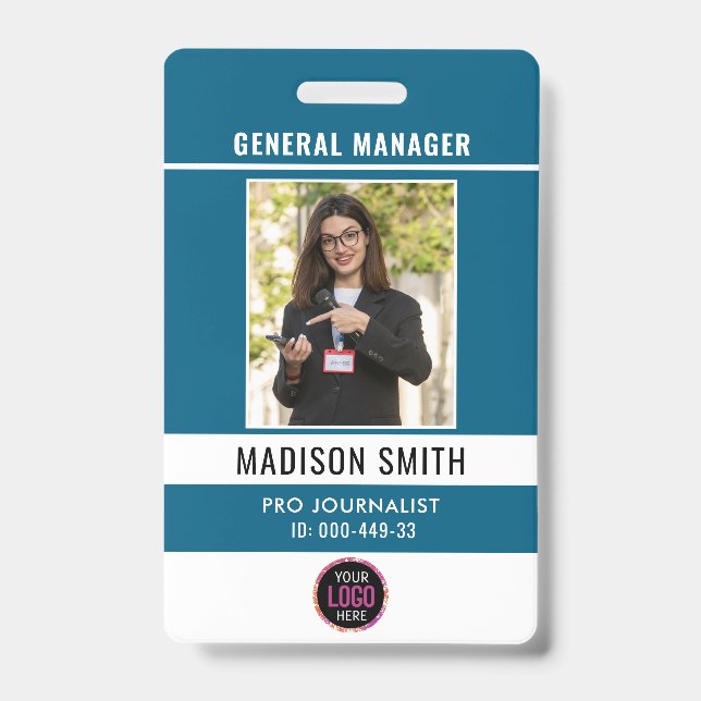 Photo Employee Logo or QR CODE Security ID Badge (Front)