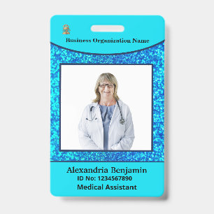 Photo Employee Name Bar Code Logo Custom ID Badge