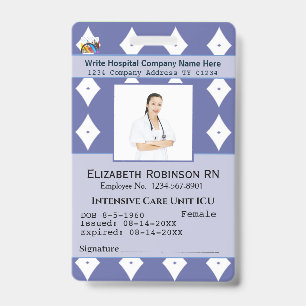 Photo Employee Name Bar Code  Logo Custom ID Badge