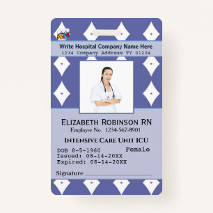 Photo Employee Name Bar Code  Logo Custom ID ID Badge