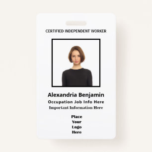 Photo Employee Name Logo Bar Code ID Custom ID Badge
