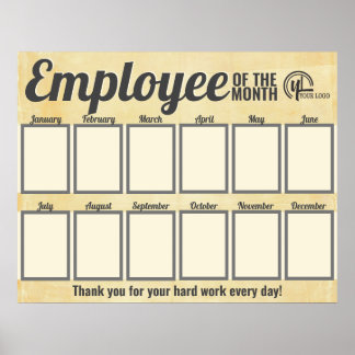 Photo employee of the month recognition display poster