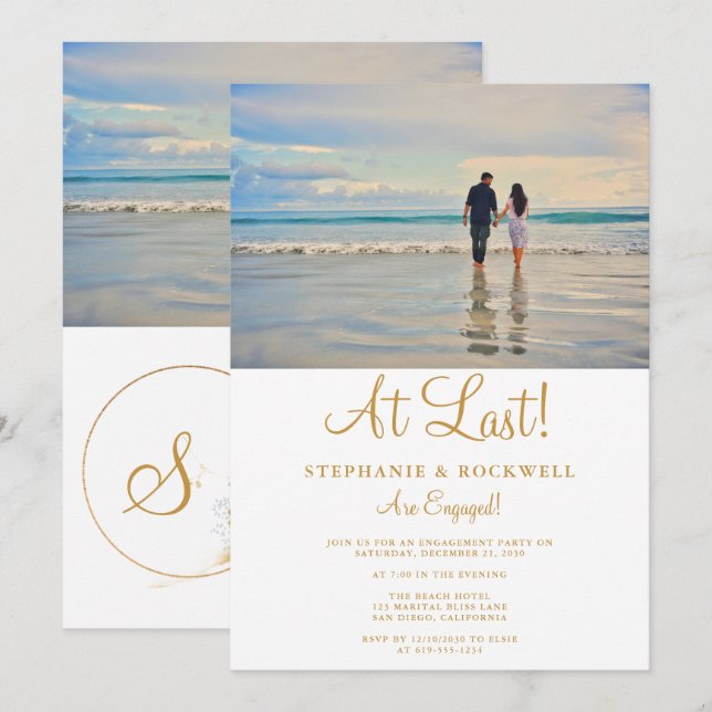 Photo Engagement Announcement Party Invitation  (Front/Back)