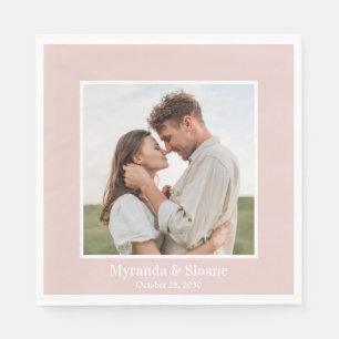 Photo Engagement Party Blush Pink Napkin