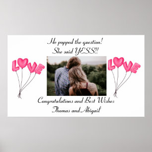 Photo Engagement poster Pink Love Balloons