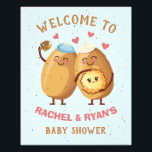 Photo Enlargement Print<br><div class="desc">Hanukkah Baby Shower for the new parents to be. Features mummy and daddy potatoes with hats made out of sourcream and a yarmulke and holding a cute latke baby with flower bow. Great for a girl baby to be! All wording can be changed. To make more changes go to Personalise...</div>
