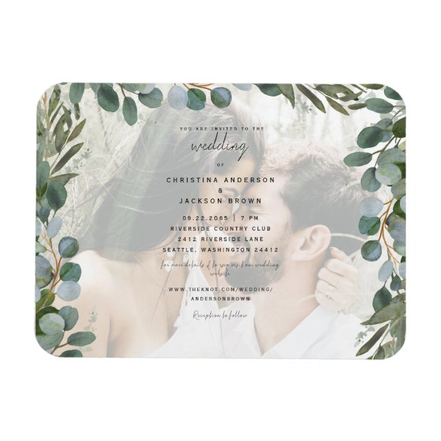 Photo Eucalyptus Wedding Invitation Magnet (Horizontal)