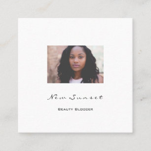 Photo Event Planner Blogger White Simply Modern Square Business Card