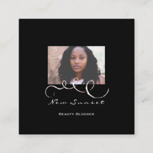 Photo Event Planner Blogger White Simply Rose Square Business Card