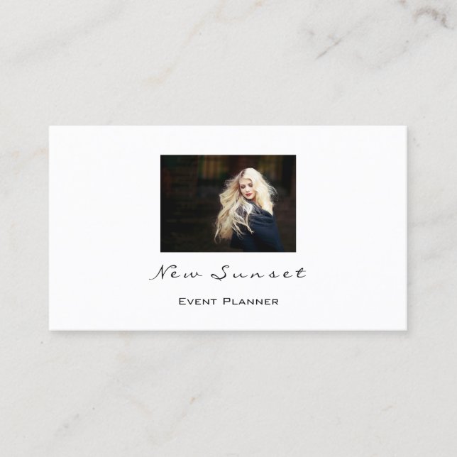 Photo Event Planner Wedding  White Simply Business Card (Front)