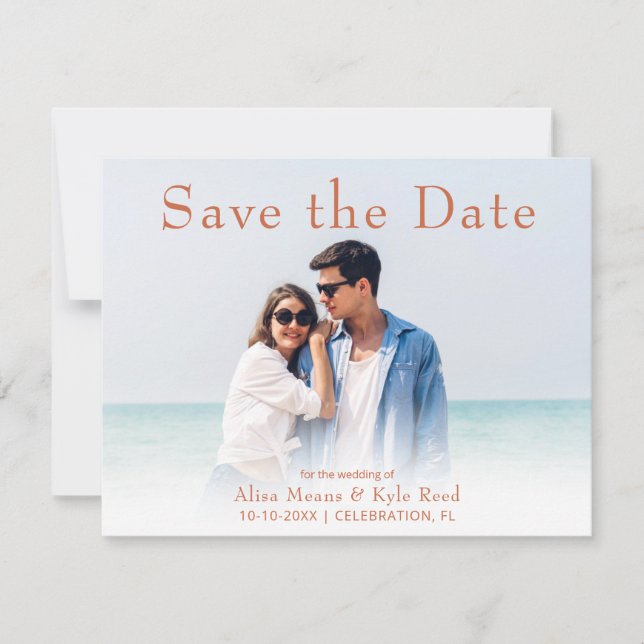 Photo Fade Save the Date Announcement Flat Card (Front)