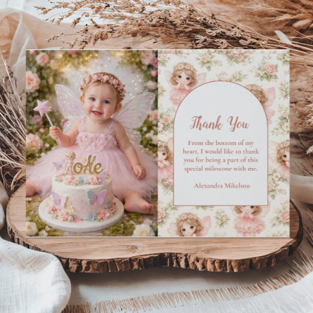 Photo Fairy 1st Birthday Storybook Thank You Card (Creator Uploaded)