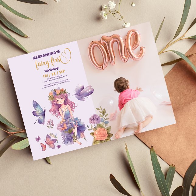 Photo Fairy First Enchanted Woodland 1st Birthday Invitation (Creator Uploaded)