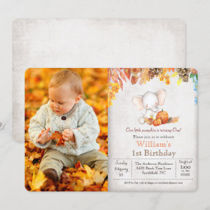 PHOTO - Fall Pumpkin 1st Birthday Invitation