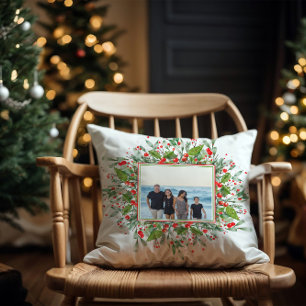 Photo family Christmas Green Red  Cushion