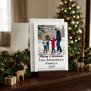 PHOTO Family Christmas Holiday Minimal Personalise