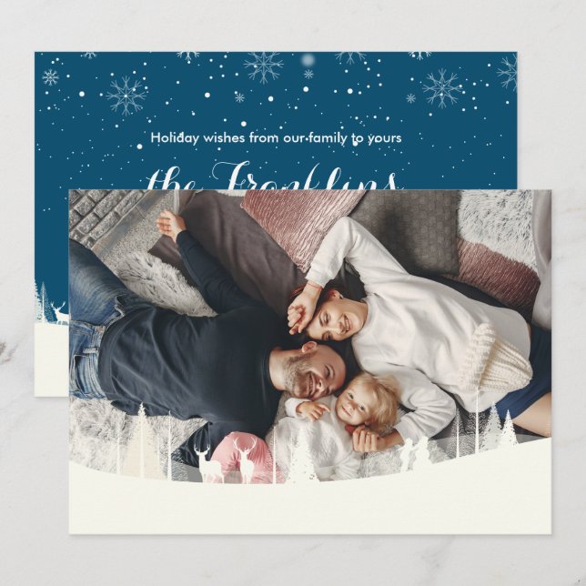 Photo Family Holidays Christmas Winter Scene Holiday Card (Front/Back)