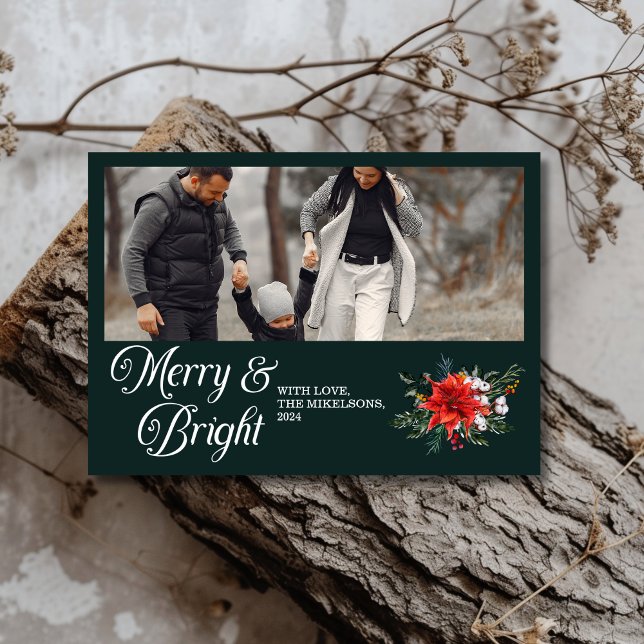 Photo Family Merry & Bright Christmas  Holiday Card (Creator Uploaded)