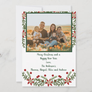 Photo Family Red Green Christmas card