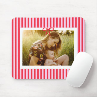 photo family red stripes bow trendy stylish mouse mat