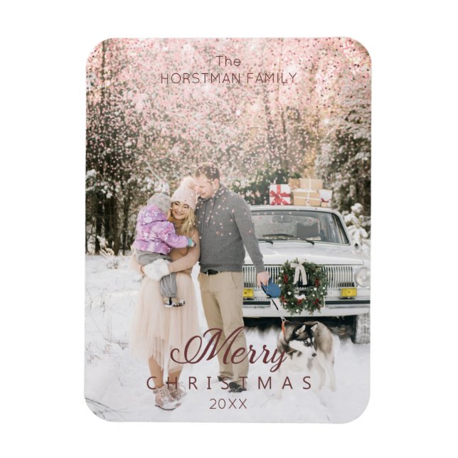 Photo Family Sophisticated Glitter Christmas Magnet (Vertical)