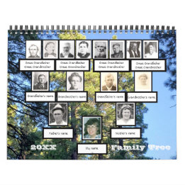 Photo Family Tree Twelve Photo Background Calendar