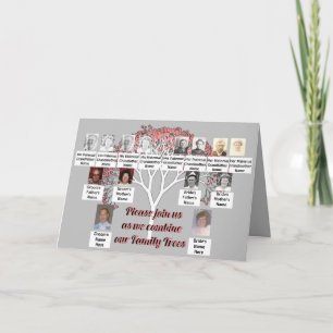 Photo Family Trees Pink Fractal Tree Grey Card