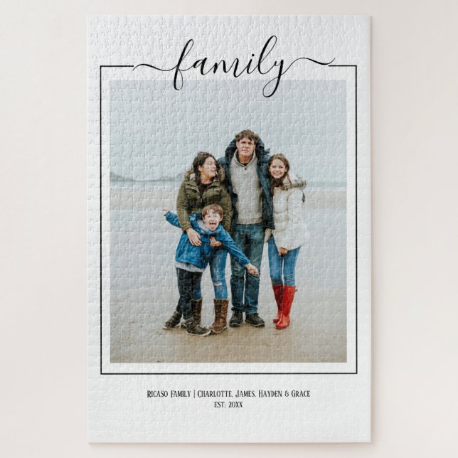 Photo family typography unique personalised DIY Jigsaw Puzzle (Vertical)