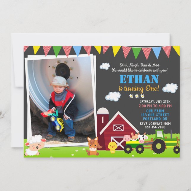Photo Farm birthday invitation Barnyard birthday (Front)
