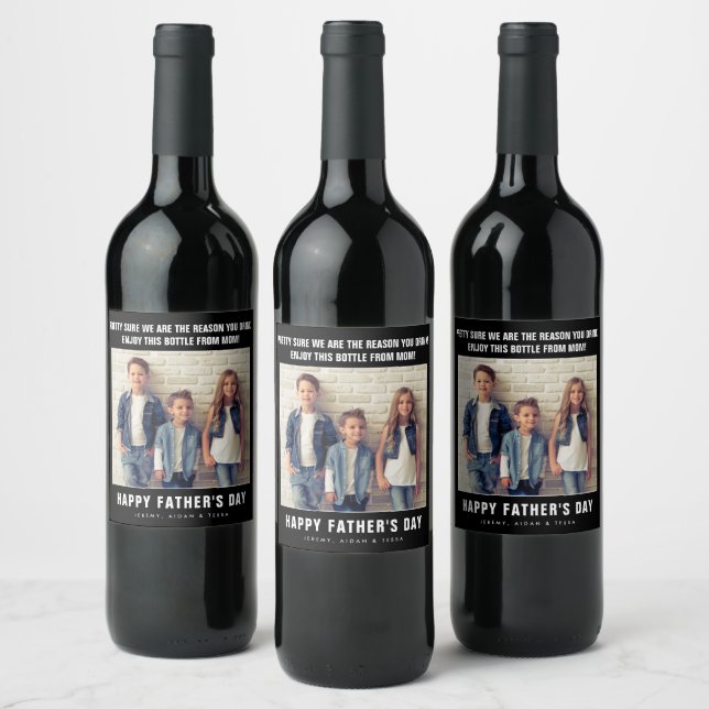 Photo Father's Day Funny Wine Bottle Label (Bottles)