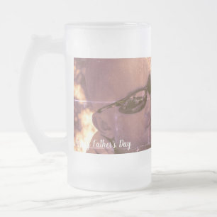 Photo Father's Day Quote Frosted Glass Beer Mug