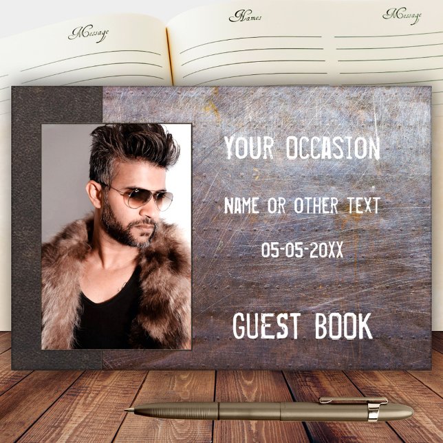 Photo Faux Leather Metal Guest Book (Creator Uploaded)