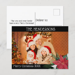 Photo Festive Christmas Poinsettia Holiday Postcard