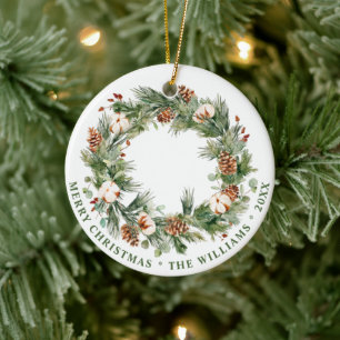 PHOTO Festive Pine Cones Christmas Holiday Ceramic Tree Decoration