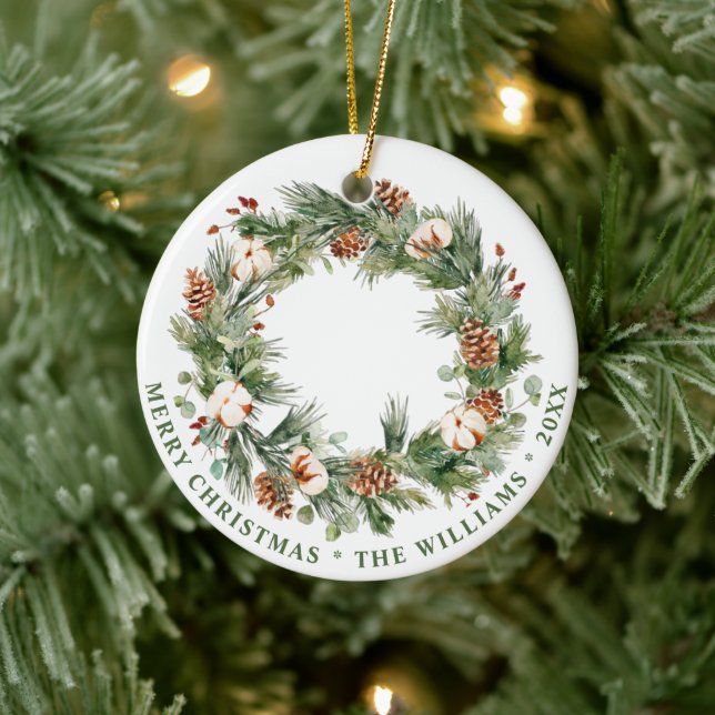 PHOTO Festive Pine Cones Christmas Holiday Ceramic Tree Decoration (Tree)