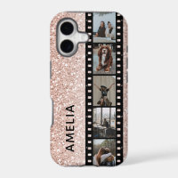 Photo Film Strip Faux Pink Glitter Personalised
