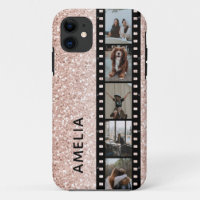 Photo Film Strip Faux Pink Glitter Personalised
