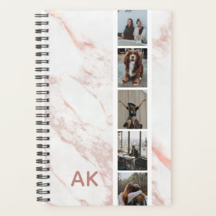 Photo Film Strip Faux Pink Marble Personalised Planner