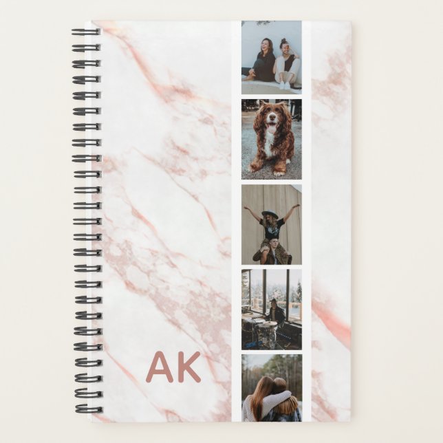Photo Film Strip Faux Pink Marble Personalised Planner (Front)